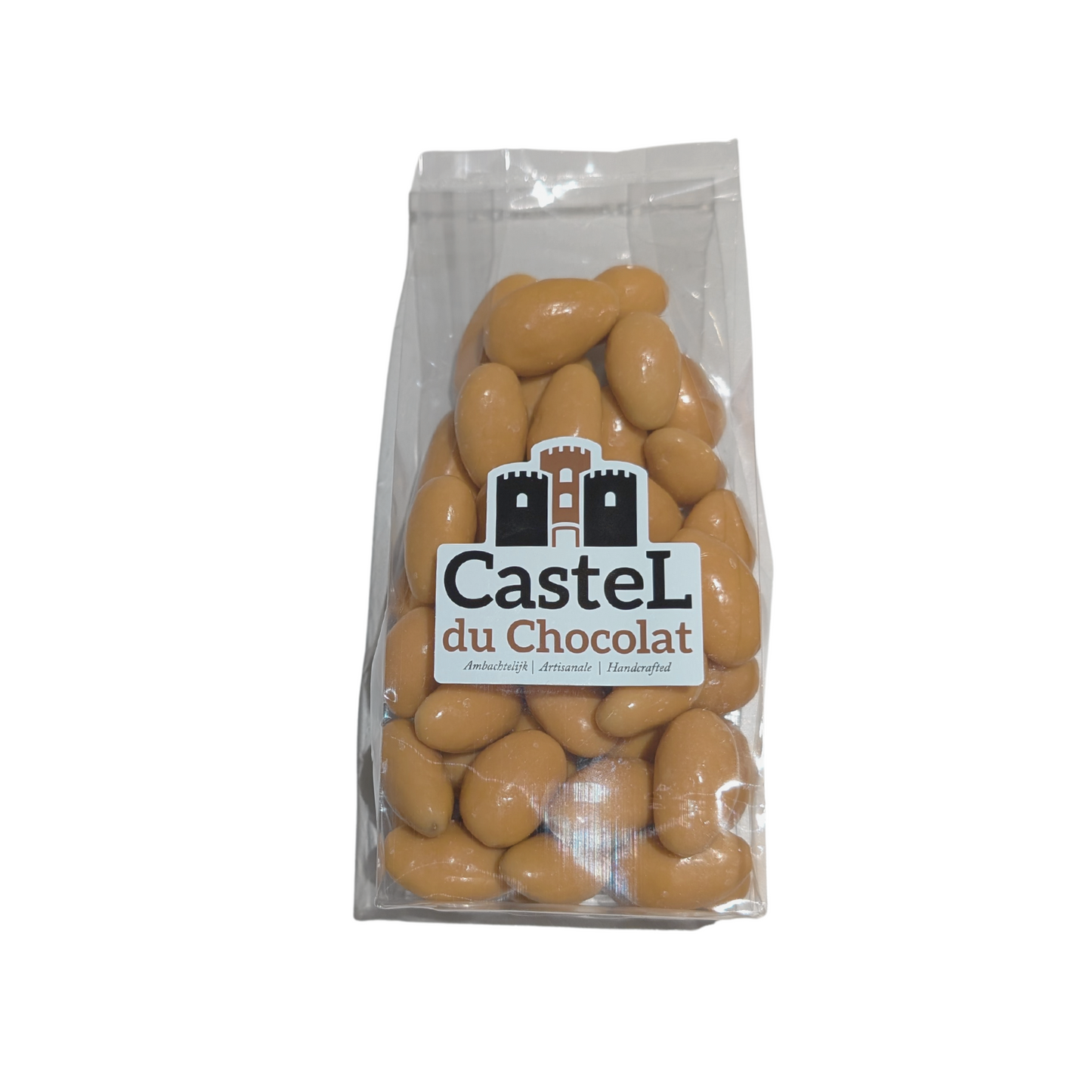 amandes enrobées de caramel et sel de mer, chocolat belge, gourmandise