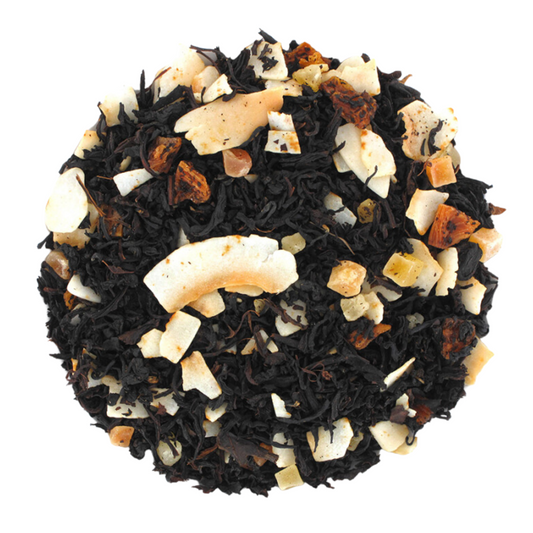 thé noir ananas passion monsalondethé, infusion, chips de coco