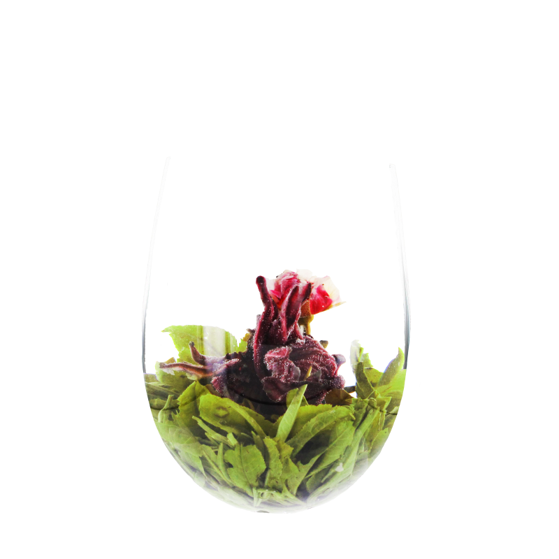 Fleur de thé nattée à la main, réalisée avec un thé vert, fleur de souci, fleur d'amarante, fleur de jasmin. monsalondethé