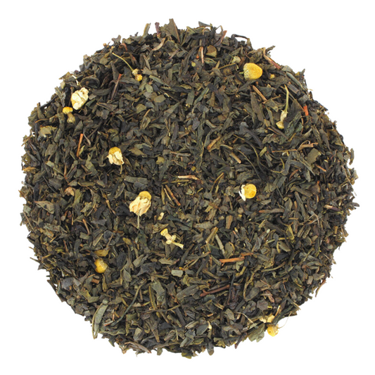 thé Sencha vert, camomille romaine, arôme caramel au beurre salé, infusion, monsalondethé