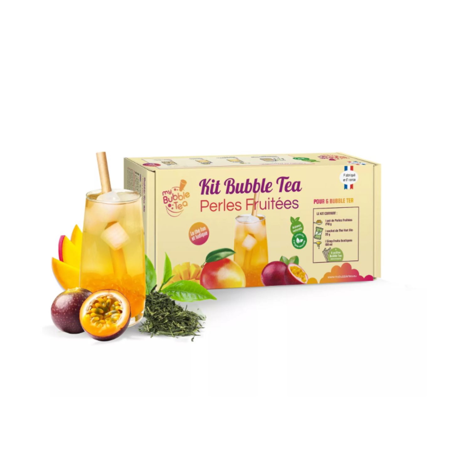 kit bubble tea, mangue, passion, produit français, thé bio, sencha
