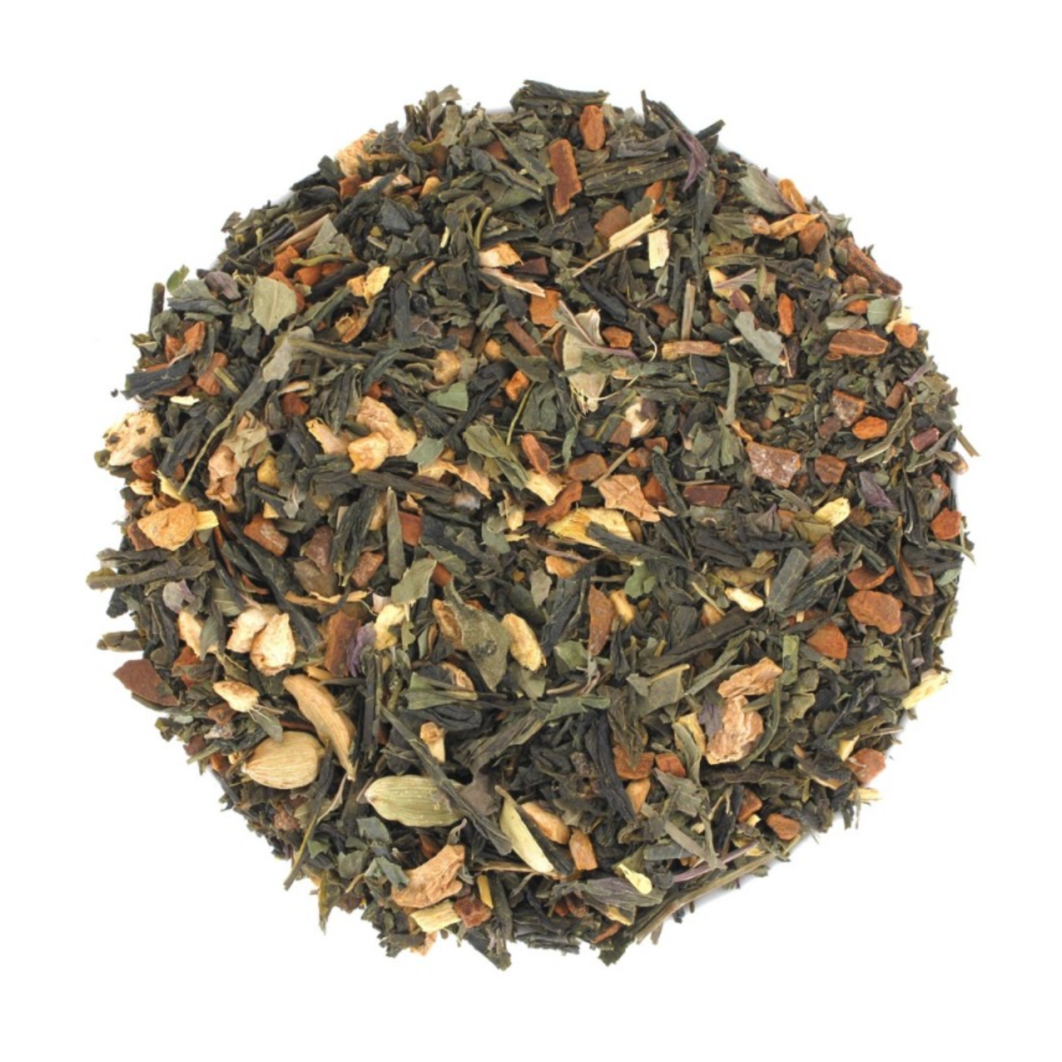 Thé vert Tchaï, épicé, cannelle, gingembre, cardamome, mélange français, thé en vrac, feuilles de thé séchées